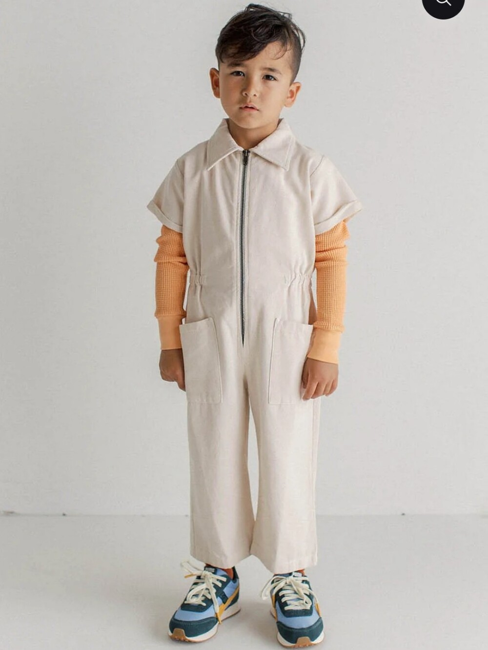 NWT Noble Kids Utility Suit In Oatmilk Unisex Wideleg Versatile Size Med 9-10 Y